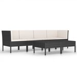 Salon de jardin meuble d'extérieur ensemble de mobilier 6 pièces avec coussins résine tressée noir 02_0016913