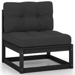 Salon de jardin meuble d'extérieur ensemble de mobilier 7 pièces avec coussins noir bois de pin massif 02_0017249