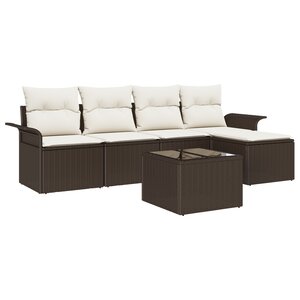 Ensemble de Canapé de Jardin de 5 Pièces avec Coussins Gris en Rattan Poly