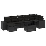 vidaXL Salon de jardin 8 Pièces avec coussins noir résine tressée