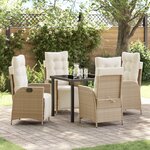 vidaXL Ensemble de jardin 5 pièces Beige Rattan Poly