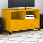 vidaXL Meuble TV jaune moutarde 68x39x43 5 cm acier laminé à froid