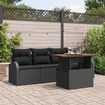 vidaXL Ensemble de salle à manger de jardin 5 pièces avec coussins en noir poly rotin acacia