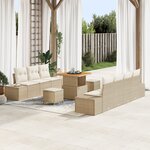 Ensemble de Sofa de Jardin vidaXL 10 pièces avec Coussins en Rotin Poly Beige Acacia