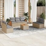 vidaXL Salon de jardin avec coussins 8 Pièces beige résine tressée