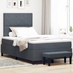 vidaXL Lit à Sommier avec Matelas & Banc Gris Foncé 120x190 cm Velours
