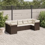 vidaXL Salon de jardin avec coussins 7 Pièces marron résine tressée