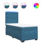 vidaXL Sommier à lattes de lit avec matelas bleu 80x200 cm velours