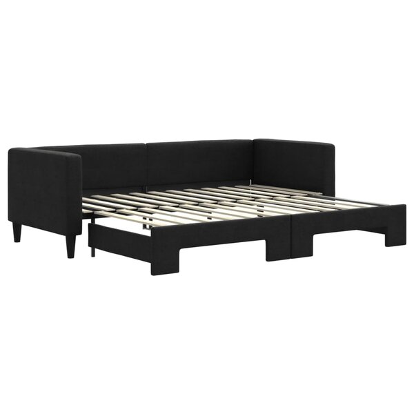 vidaXL Lit de jour avec lit gigogne noir 80x200 cm tissu