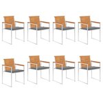 vidaXL Chaises de jardin 8 Pièces avec coussins Bois d'acacia solide
