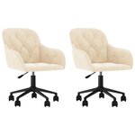 vidaXL Chaises pivotantes à manger lot de 2 Crème Velours