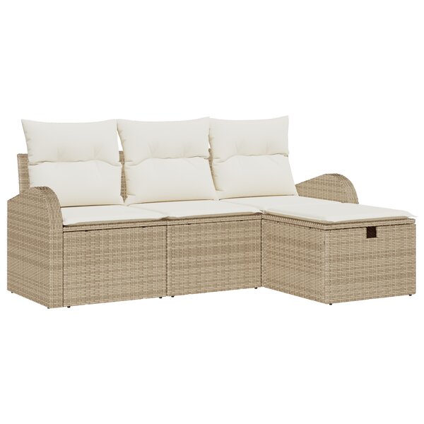 vidaXL Ensemble de canapé de jardin 4 pièces beige poly rattan