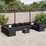 vidaXL Salon de jardin 11 Pièces avec coussins noir résine tressée