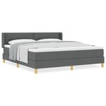 Lit avec sommier à ressorts vidaXL et matelas gris foncé 180x200 cm tissu