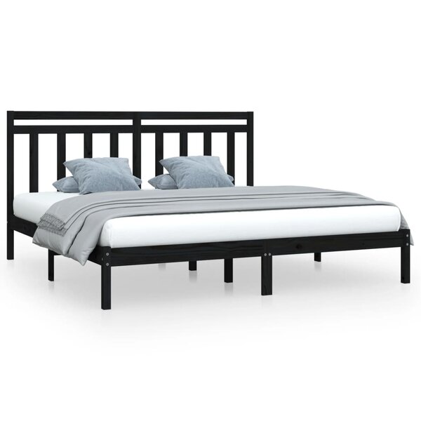 vidaXL Cadre de lit Noir Bois de pin massif 200x200 cm