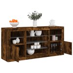 vidaXL Buffet avec lumières LED chêne fumé 142 5x37x67 cm