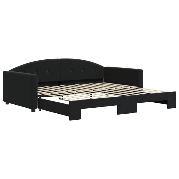vidaXL Lit de jour avec gigogne sans matelas noir 100x200 cm