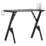 vidaXL Bureau de jeu avec pieds en forme de Y Noir 90x60x75 cm