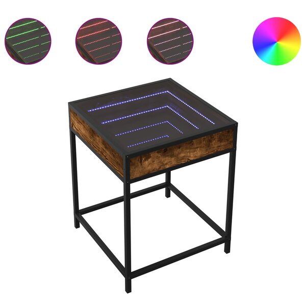 vidaXL Table basse avec LED Infinity chêne fumé 40x40x51 cm