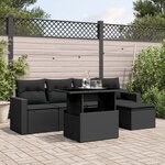 vidaXL Salon de jardin 6 Pièces avec coussins noir résine tressée