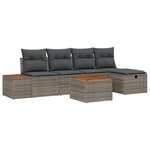 Ensemble de canapé de jardin 6 pièces vidaXL avec coussins gris en poly rattan