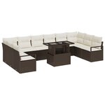 Canapés de Jardin 11 Pièces avec Coussins Marron Rattan Poly