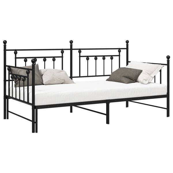 vidaXL Cadre de lit jour avec lit gigogne Noir 107x203 cm Acier