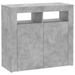 vidaXL Buffet avec lumières LED gris béton 80x35x75 cm