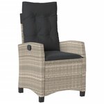 vidaXL Ensemble à manger de jardin 3Pièces coussins gris clair poly rotin
