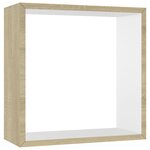 vidaXL Étagères murales sous forme de cube 3 Pièces Blanc et chêne sonoma