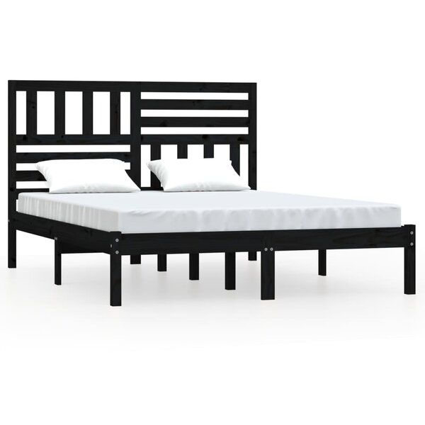 vidaXL Cadre de lit noir 150x200 cm très grand bois de pin massif