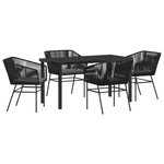 vidaXL Ensemble de salle à manger de jardin 5 pièces avec coussins en poly rattan noir