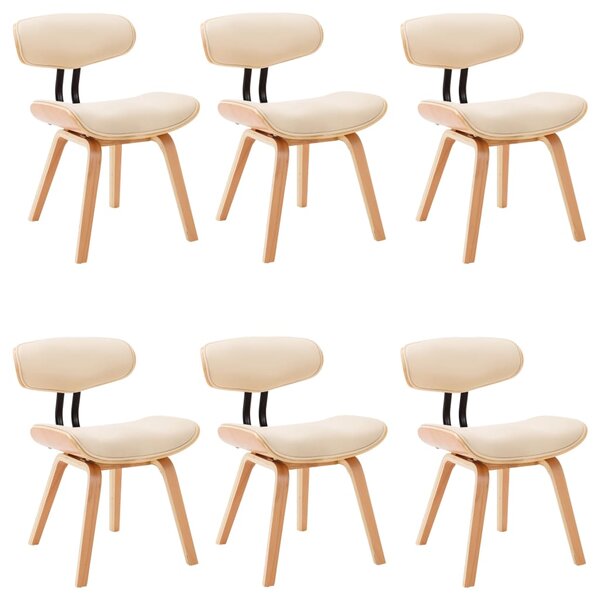 vidaXL Chaises à manger lot de 6 crème bois courbé et similicuir