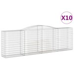 vidaXL Paniers à gabions arqués 10 Pièces 400x50x120/140 cm Fer galvanisé