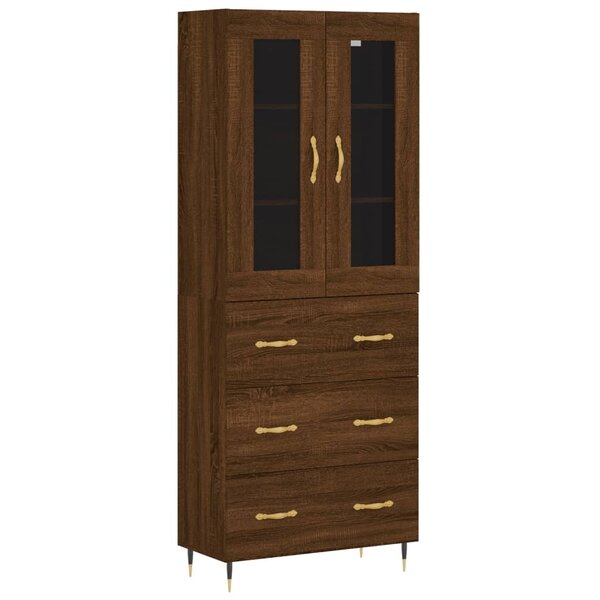 vidaXL Buffet haut Chêne marron 69 5x34x180 cm Bois d'ingénierie