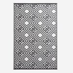 Tapis extérieur terrasse réversible - Tapis de jardin imperméable résistant UV - Géométrique - Noir - 119x186 cm - HOMESCAPES