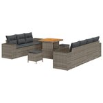 Canapé de jardin 10 pièces avec coussins gris en rotin synthétique