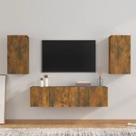 vidaXL Ensemble de meubles TV 4 Pièces Chêne fumé Bois d'ingénierie