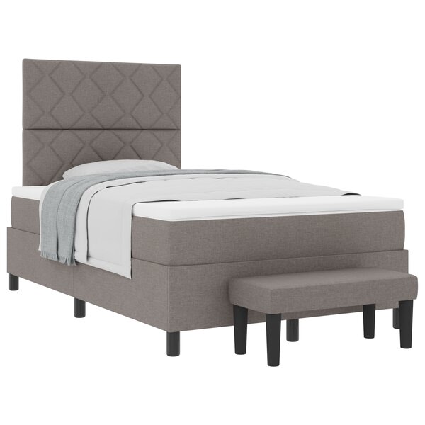vidaXL Lit à Ressorts avec Matelas et Banc Gris 120x190 cm Tissu
