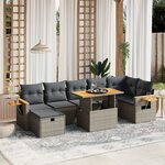vidaXL Salon de jardin 8 Pièces avec coussins gris résine tressée