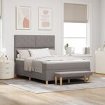 vidaXL Lit à ressorts avec matelas et banquette taupe 160x200 cm en tissu