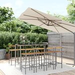 vidaXL Ensemble de bar jardin 9 Pièces gris poly rotin/bois massif acacia