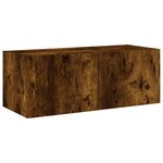 vidaXL Meuble TV mural avec lumières LED chêne fumé 80x35x31 cm