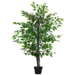Arbre artificiel plante artificiel banyan hauteur 1 45 m tronc branches liane lichen feuilles grand réalisme pot inclus