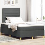 vidaXL Lit à ressorts avec matelas gris foncé  petit lit double en tissu