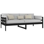 vidaXL Lit de jour Noir Bois de pin massif 90x190 cm