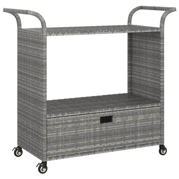 vidaXL Chariot de bar avec tiroir Gris 100x45x97 cm Résine tressée
