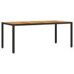 vidaXL Ensemble à manger de jardin et coussins 7Pièces noir rotin acacia