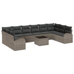 vidaXL Ensemble de canapés de jardin 10 pièces avec coussins noir en rotin synthétique