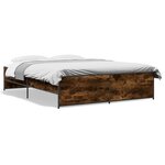 vidaXL Cadre de lit chêne fumé 160x200 cm bois d'ingénierie et métal